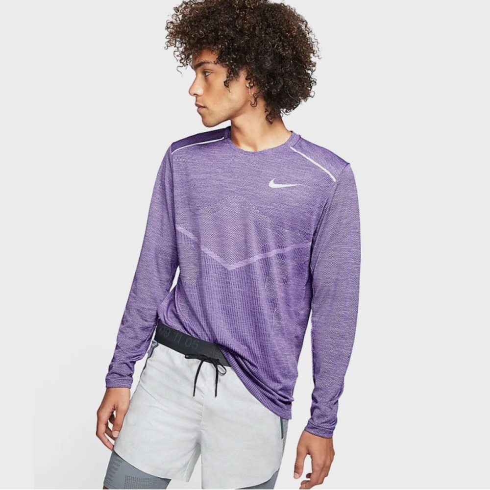 Nike Techknit Cool Ultra Dri-Fit ADV Running Long Sleeve Tee T Shirt Purple